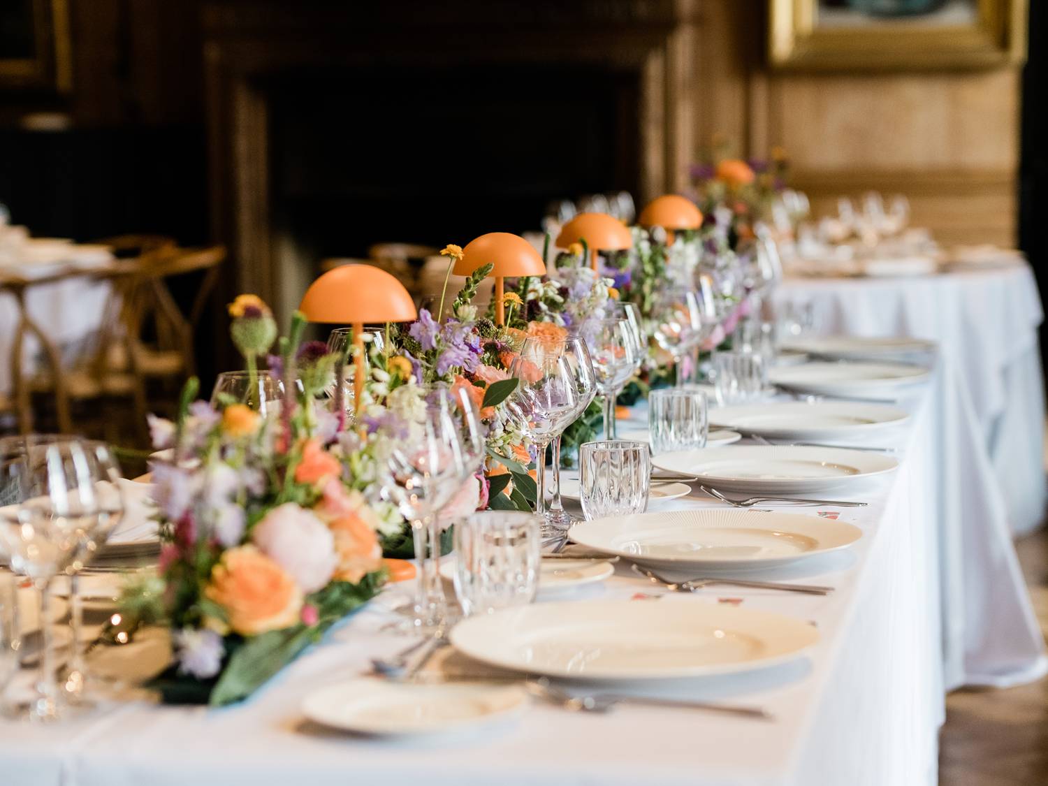 beautiful table deco at chateau de la hulpe